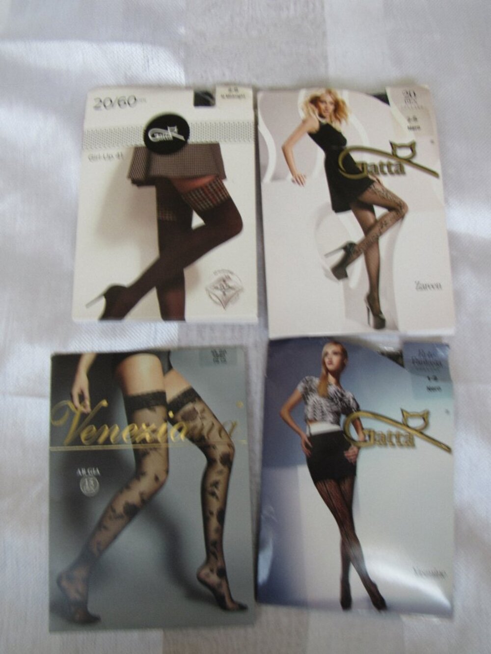 Set of 4 tights/stockings, made in Italy, sz. 1/2, black